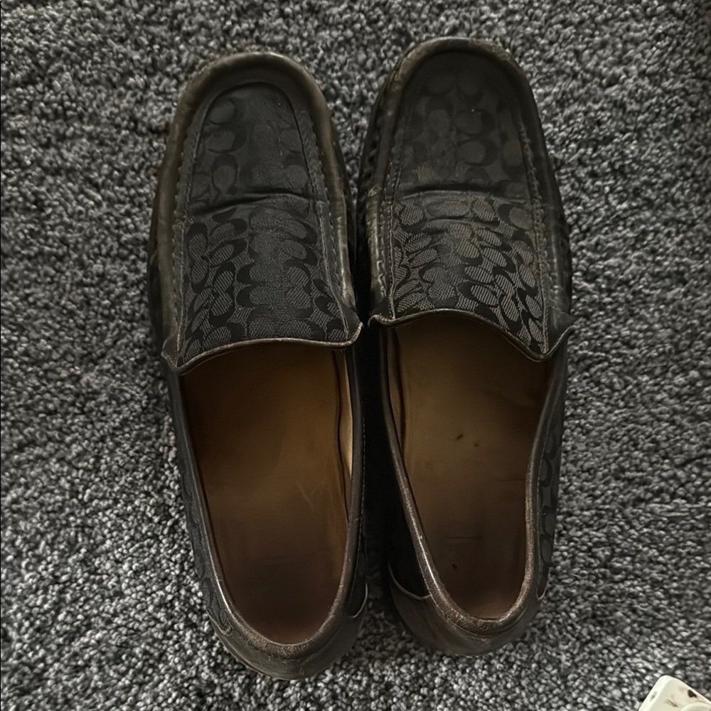 Coach Black Leather Slip-On Loafers